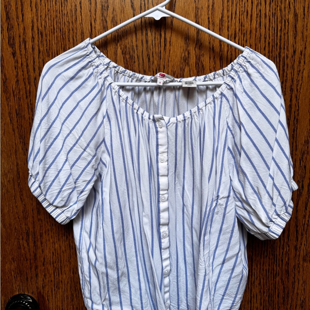 Levi's White and Blue Striped Blouse